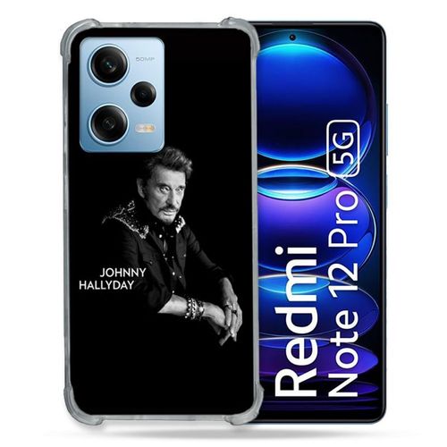 Coque Renforcée Pour Xiaomi Redmi Note 12 Pro 5g Musique Johnny Hallyday Noir