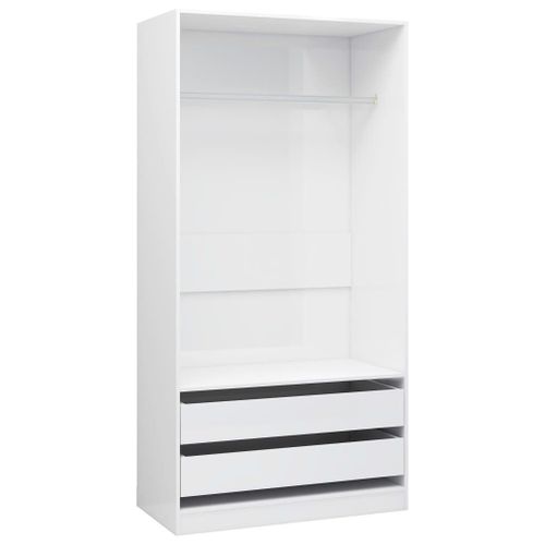 Garde-Robe Blanc Brillant 100x50x200 Cm Aggloméré - Vidaxl