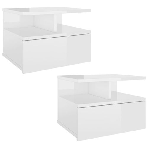 Vidaxl Tables De Chevet 2 Pcs Blanc Brillant 40x31x27 Cm Aggloméré