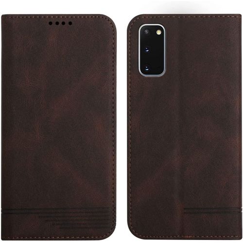 Coque Samsung S20 4g / 5g Housse De Cuir Pu Pour Galaxy S20 5g Portefeuille Magnetique Etui De Protection Pour Samsung Galaxy S20 4g/5g - Brun