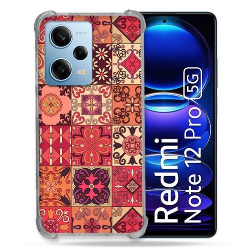 Coque Renforcée Pour Xiaomi Redmi Note 12 Pro 5g Texture Carreau Ciment Rouge