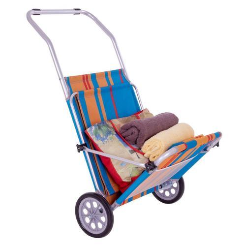 Vcm Chaise Longue De Plage Chaise Longue De Transport Chaise Longue De Jardin Avec Roues Et Toit Solaire Coloré