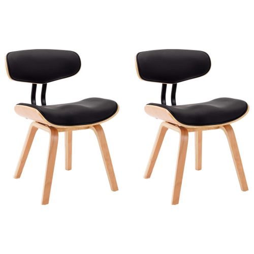 Vidaxl Chaises De Salle À Manger 2 Pcs Noir Bois Courbé Et Similicuir