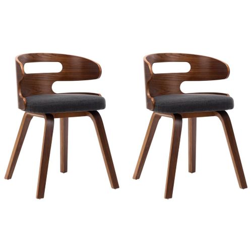 Vidaxl Chaises De Salle À Manger 2 Pcs Gris Foncé Bois Courbé Et Tissu