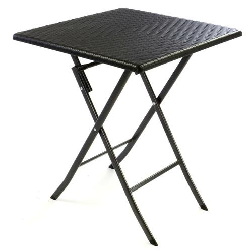 Vcm Table En Optique Rotin Table De Balcon Table De Jardin 75 X 61 X 61 Cm Pliable Noire