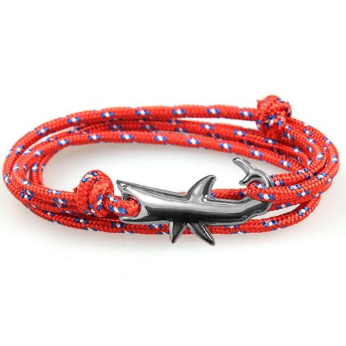 Zinc Bleu Plaqué - Bracelet À Ancre Pour Hommes Et Femmes, Nouveau, Viking, Style Requin, Corde En Polyester, Bijoux, Vente En Gros