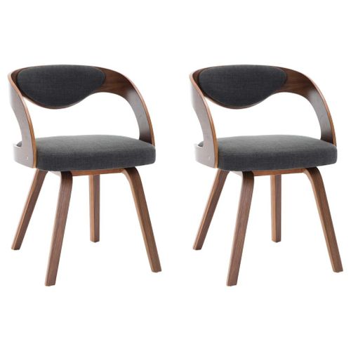 Vidaxl Chaises De Salle À Manger 2 Pcs Gris Foncé Bois Courbé Et Tissu