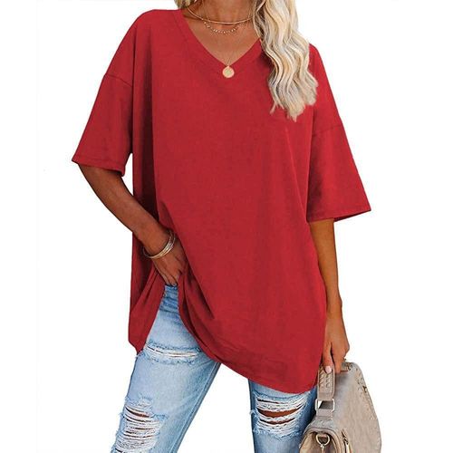 Femmes Printemps ¿¿T¿¿ Nouvelles Couleurs Loose Demi - Manches V - Neck Coton Top Femme