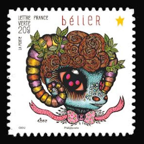 Timbre France 2014 Oblitéré - Carnet « Féérie Astrologique » Bélier - Yt Adhésif - N° 941