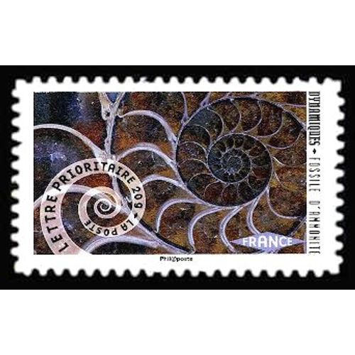 Timbre France 2014 Oblitéré - Dynamiques Mouvement De Spirale » Fossile D'ammonite - Yt Adhésif - N° 931