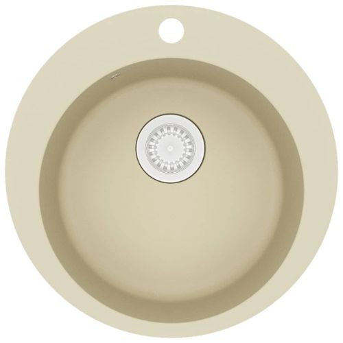 vidaXL Évier de cuisine Granit Seul lavabo Rond Beige