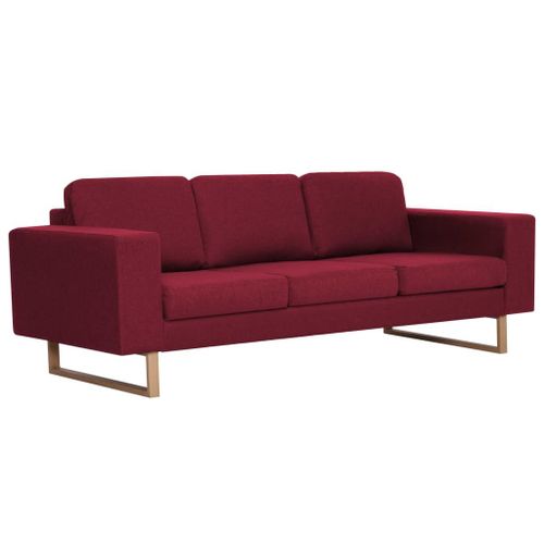 Canapé À 3 Places Tissu Rouge Bordeaux