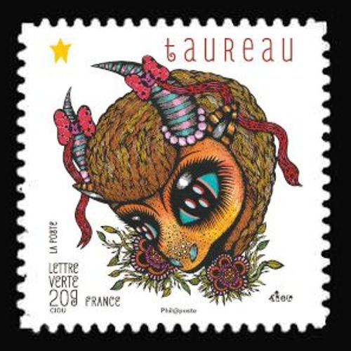 Timbre France 2014 Oblitéré - Carnet « Féérie Astrologique » Taureau - Yt Adhésif - N° 942