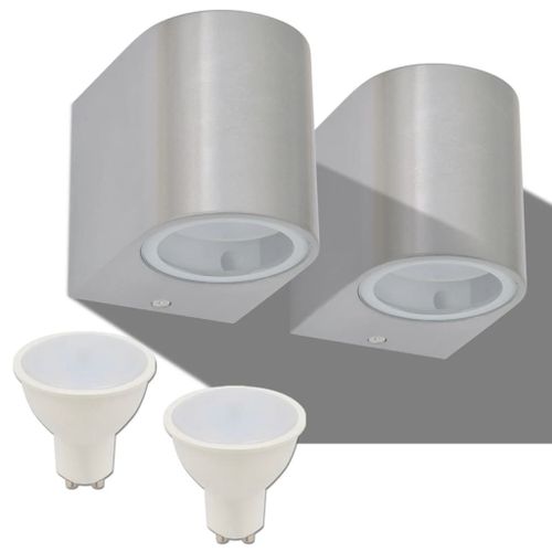 Vidaxl Applique Murale Led D'extérieur 2 Pièces Ronde Vers Le Bas