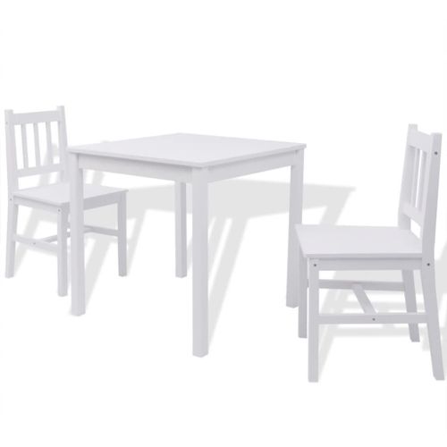 Vidaxl Ensemble De Salle À Manger Trois Pièces Pinède Blanc
