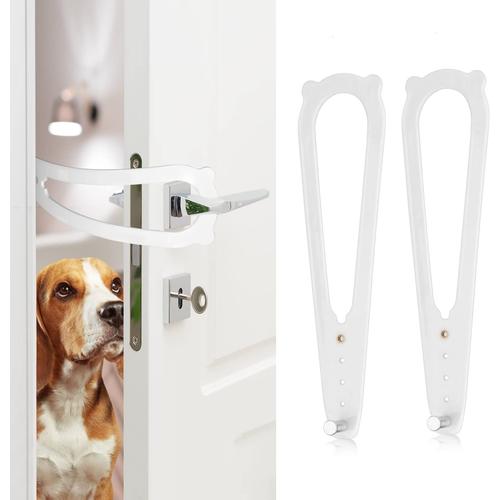 2 Pièces Loquet De Porte Pour Chat, Serrures De Porte Alternatives Serrure Porte Bébé Loquet De Support De Porte Pour Chat Pour Laisser Entrer Les Chats Empêcher Le Chien D'entrer (Blanc)