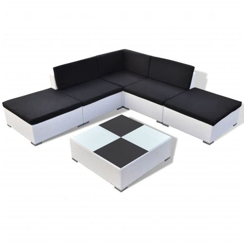 Salon De Jardin 6 Pcs Avec Coussins Résine Tressée Blanc