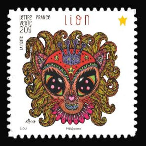 Timbre France 2014 Oblitéré - Carnet « Féérie Astrologique » Lion - Yt Adhésif - N° 945