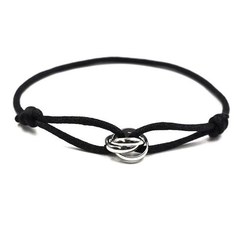 Noir Argent - Taille Ajustable - Bracelet De Luxe Unisexe, 3 Boucles En Métal, Chaîne À Main Réglable, Corde Pour Hommes Pour Femmes, Bijoux Cadeaux