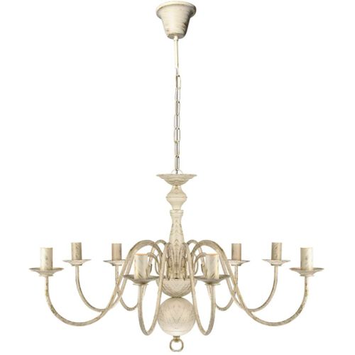 Lustre En Métal Blanc Antique 8 X E14 Ampoules