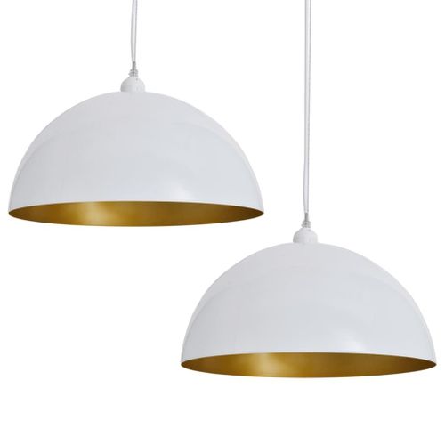 Vidaxl Plafonnier 2 Pcs Hauteur Réglable Semi-Sphérique Blanc