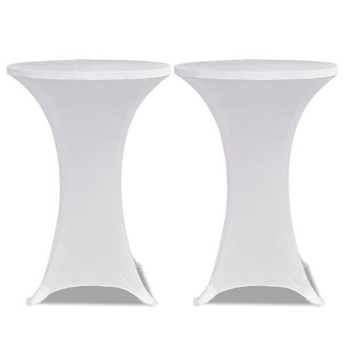 Housse De Table Ø 70 Cm Blanc Extensible 2 Pcs