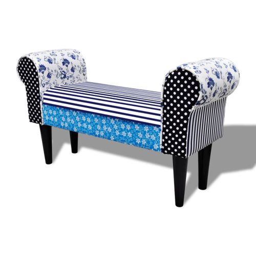 Tabouret De Style Pastoral De Couleurs Bleu Et Blanc