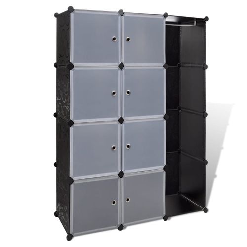 Armoire Modulaire 9 Compartiments Noir Et Blanc 37 X 115x150 Cm