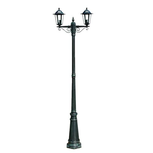 Lampadaire Extérieur Double Hauteur 215 Cm Vert Foncé