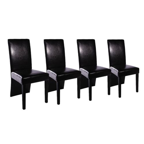 Vidaxl Chaises À Manger Lot De 4 Noir Similicuir