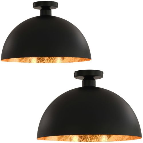 Vidaxl Plafonniers 2 Pcs Noir Et Doré Semi-Sphérique E27