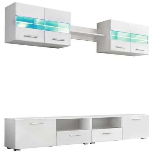Ensemble Meuble Mural Tv 5 Pcs Lumières Led Haute Brillance - Vidaxl