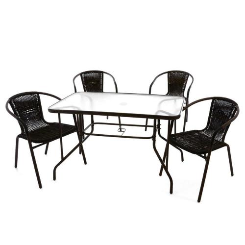 Vcm 5 Pcs. Set Garniture Bistro Chaise De Jardin Table De Jardin Groupe De Sièges Table En Verre