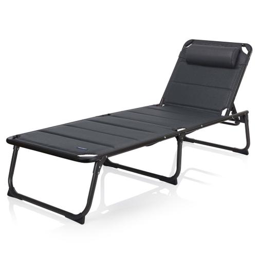 Campart Travel Chaise Longue De Camping Ancona Anthracite 200x67x35cm
