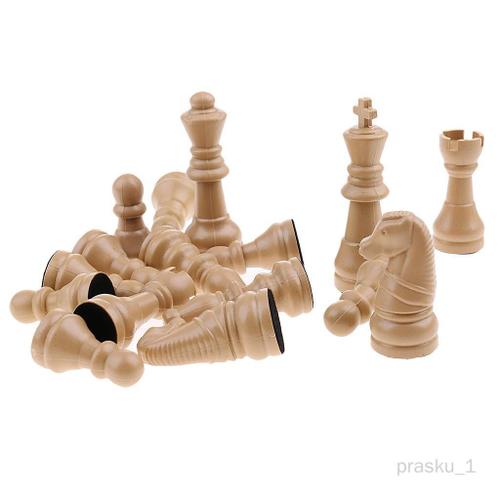 16 Pièces Pièces D'échecs En Plastique De Remplacement Beige/Jeu D'échecs Avec Roi, Reine, Évêque, Chevalier, Tour, Pion Beige