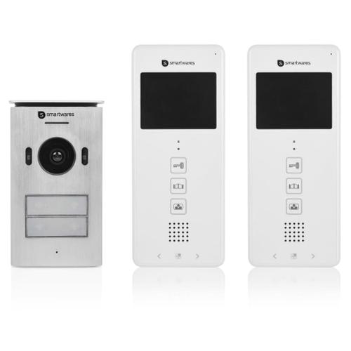 SMARTWARES Interphone vidéo 2 fils pour 2 appartements avec écran 3.5" tactile DIC-22122