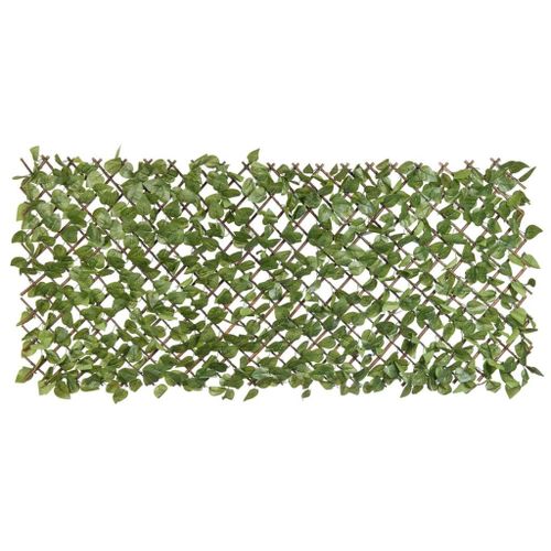 Treillis Extensible En Osier Avec Feuillage Pe Laurier Palme 180 X 90 Cm - Nature