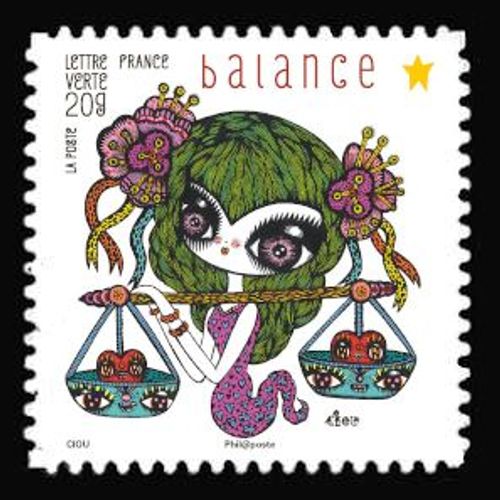 Timbre France 2014 Oblitéré - Carnet « Féérie Astrologique » Balance - Yt Adhésif - N° 947