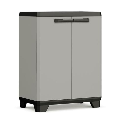 KETER Armoire Basse PLANET - Gris et Noir - 68 x 39 x 90 cm