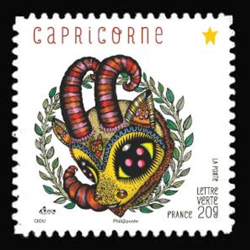 Timbre France 2014 Oblitéré - Carnet « Féérie Astrologique » Capricorne - Yt Adhésif - N° 950