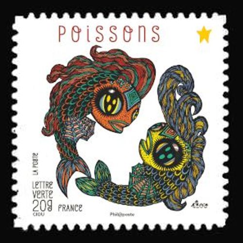 Timbre France 2014 Oblitéré - Carnet « Féérie Astrologique » Poissons - Yt Adhésif - N° 952