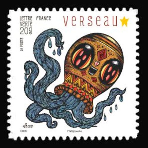 Timbre France 2014 Oblitéré - Carnet « Féérie Astrologique » Verseau - Yt Adhésif - N° 951