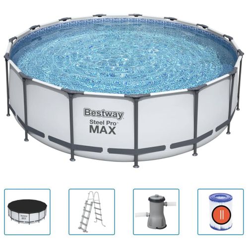 Bestway - Steel Pro MAX - Piscine tubulaire avec pompe de filtration et accessoires - 457x122 cm - Ronde