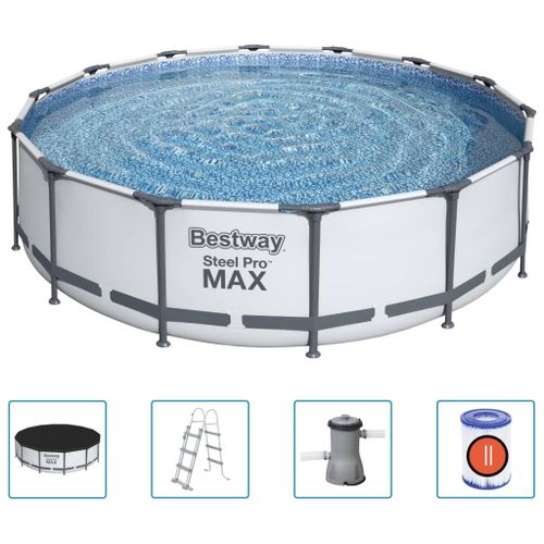 Bestway - Steel Pro MAX - Piscine tubulaire avec pompe de filtration et accessoires - 427x107 cm - Ronde