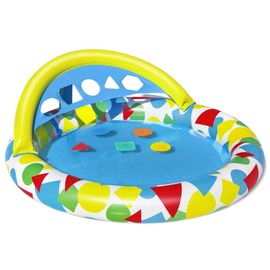 Piscine Pataugeoire Gonflable Avec Jeu D'adresse Auvent Splash & Learn 120x117x46cm