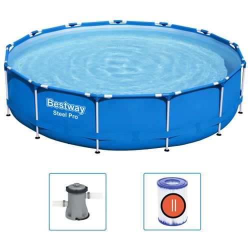 Bestway - Steel Pro - Piscine tubulaire avec pompe de filtration - 396x84 cm - Ronde
