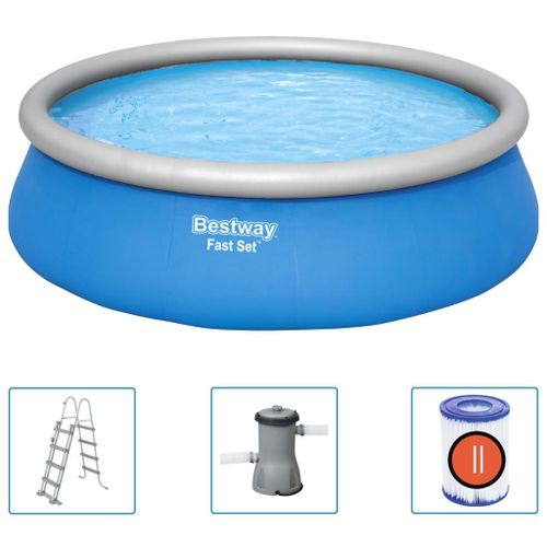 Bestway - Fast Set - Piscine gonflable avec pompe de filtration et échelle de piscine - 457x122 cm - Ronde