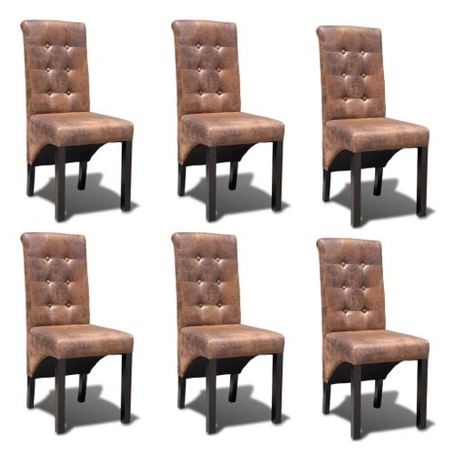 Lot De 6 Chaises De Salle À Manger Cuisine Design Élégant Et Intemporel En Synthétique Marron Cds022593