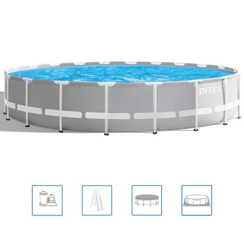 Intex - Prism Frame - Piscine avec pompe de filtration - 610x132 cm - Ronde - Piscine intérieure - Accessoires inclus