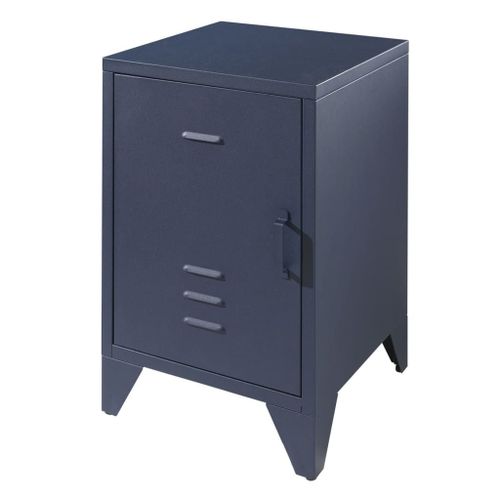 Vipack Chevet En Mtal Bronxx 1 Porte 1 Etagere 60x40x40cm Bleu Denim Mat